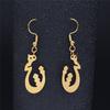 Boucles d'oreilles pendantes en acier inoxydable et pierre naturelle pour femmes Couleur dorée Boucles d'oreilles Poèmes d'amour persans Bijoux pendientes acero inoxidab E1707