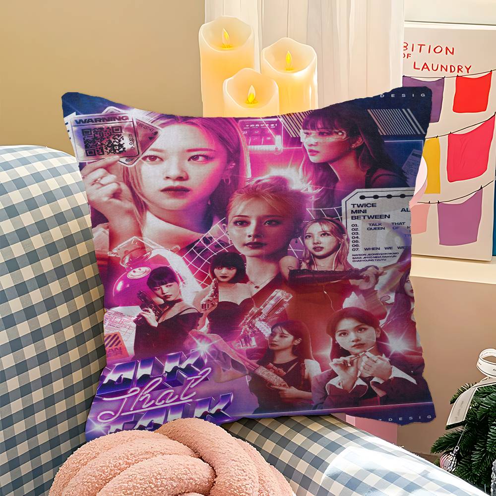 Kpop T-Twice Kudde Gåva Hemmakontor Dekoration Sovrum Soffa Bil Kuddfodral Fodral 45x45