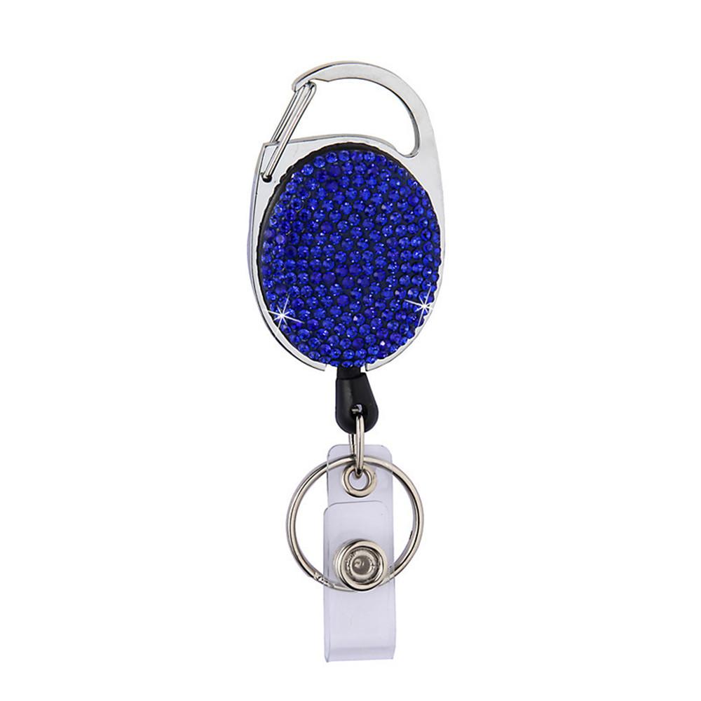 Color Crystal Retractable Keychain Shinny Rhinestones Badge Reel Id Lanyard Name Tag Card Holder Badge Holder Key Chain Badge