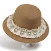 Wide Brim Lace Tie Straw Hat Women Sun Protection Beach Adjustable Raffia