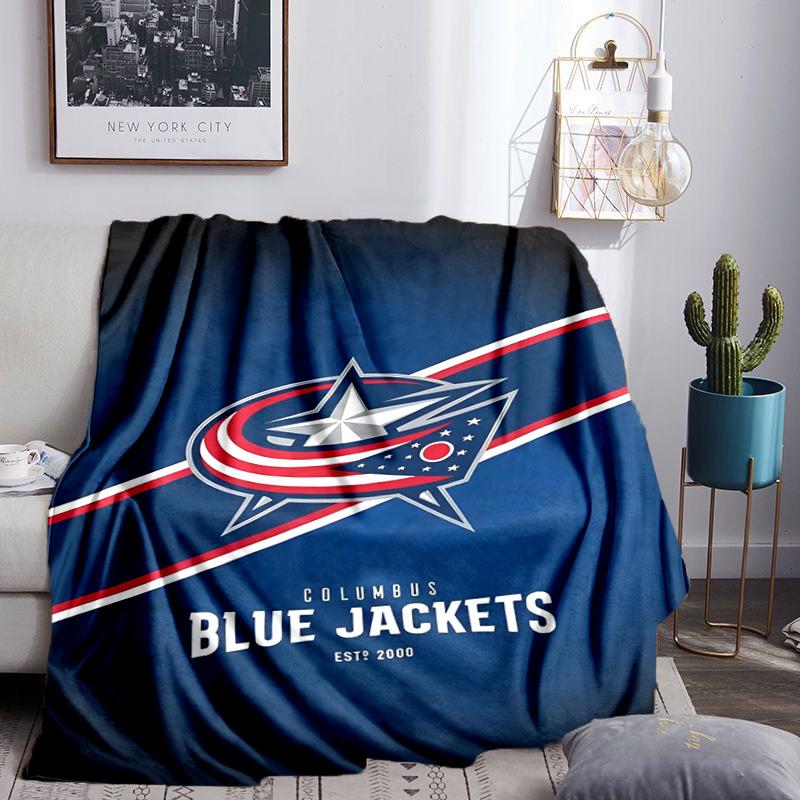 Columbus Blue Jackets Logo Throws Blanket Flannel Blankets Plush for Couch Bed Gifts for Men Women Travel picnic blanket Christmas fan gifts