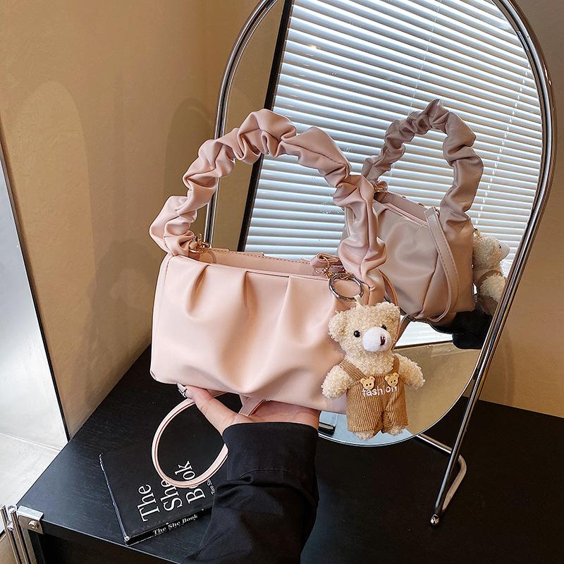 Popular bags women's new trendy fashion pleated handbags, high-quality textured shoulder messenger bags