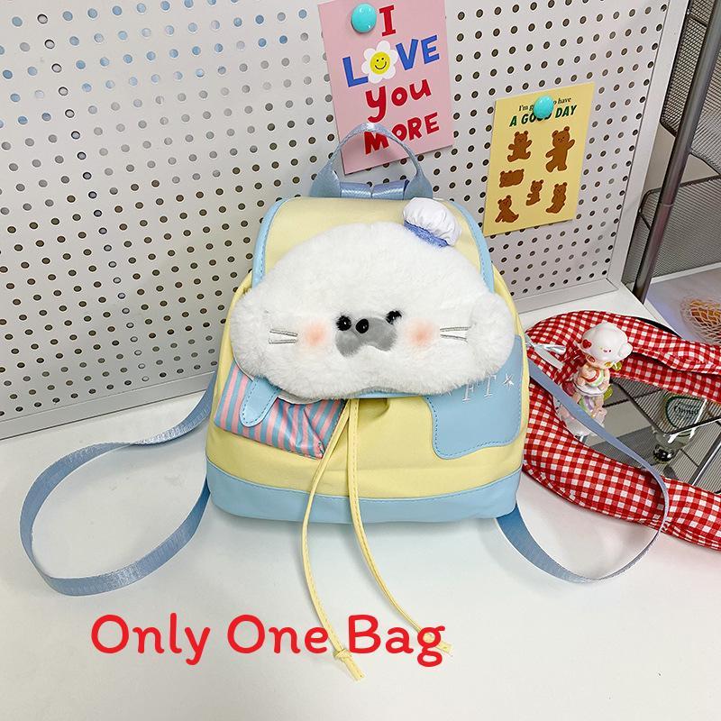 Minimalist Girls Nylon Doubleshoulder School Bag With Color Block Design For Daily Use