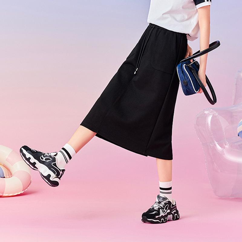 Anta Thick Sole Versatile Trendy Retro Non-Slip Wear-Resistant Low-Top Dad Shoes Women Sneakers Black Silver 122428855-3