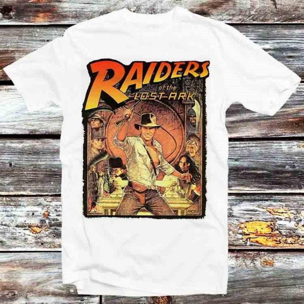 230 Gsm 100% Cotone I Predatori dell'Arca Perduta Indiana Jones Film Maglietta Film Vintage Retro Cool Regalo Uomo Donna Unisex Cartone Animato Anime Top Tee B555