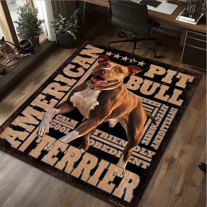 1Pc Pit Bull Print Rug - Computer Chair Area Rug Home Decoration Carpet For Living Room Bedroom Flooring Mat