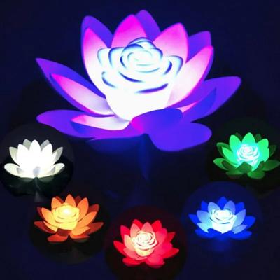 Lámparas LED flotantes con forma de loto artificial que cambian de color para piscinas y piscinas