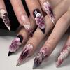 Long Pointed French 3D Floral Nail Art Tips for Cross-border Style