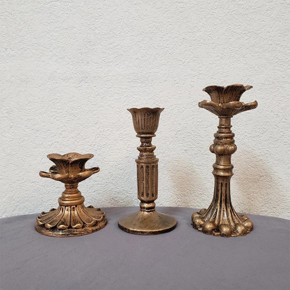 Retro Resin Candle Holder Antique Candle Holders Set Dining Room Table Top Decoration Wedding Decoration Photography Props