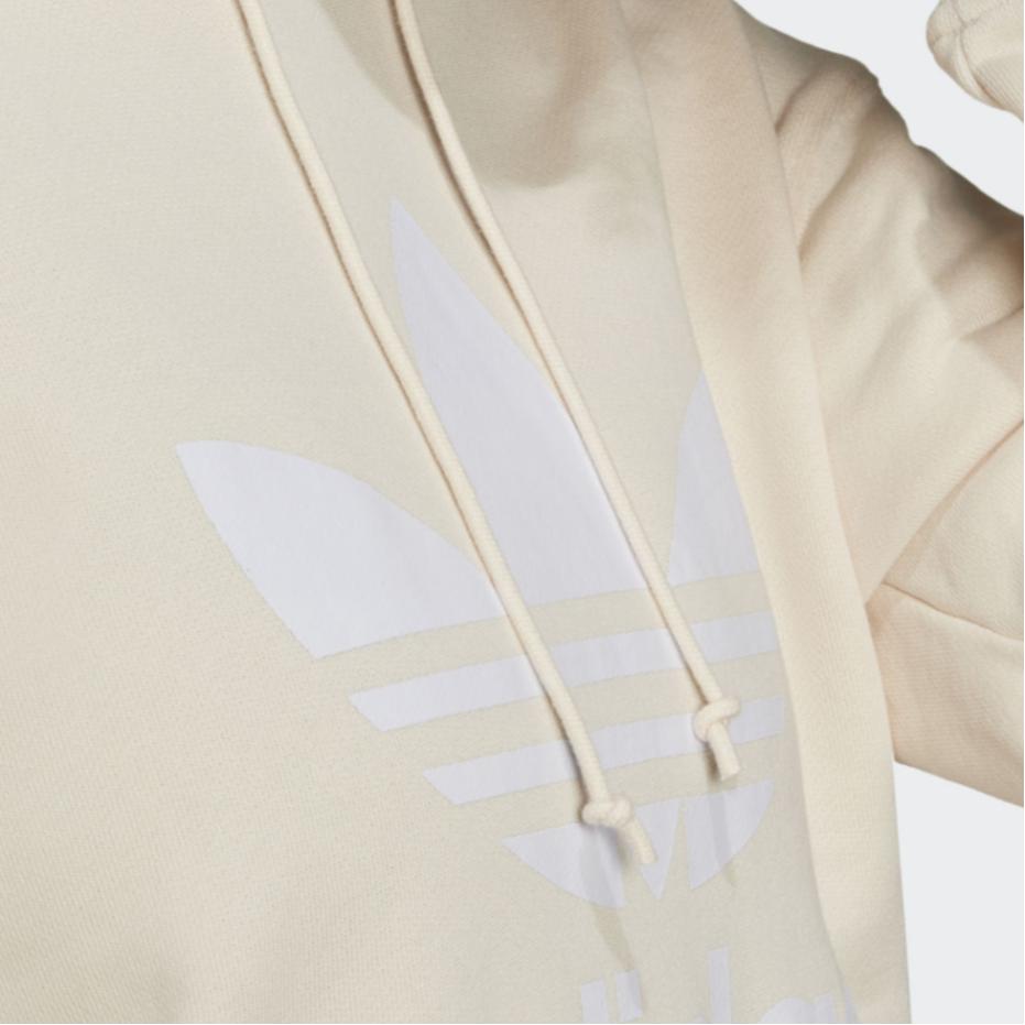 Adidas Originals Solid Color Brand Logo Printed Hooded Sweatshirt Women Sweatshirt Off-White H33586