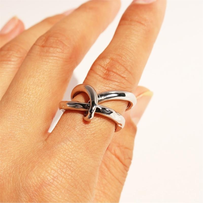 Stylish Double Line Abstract Rings Elegant Rings Unique Jewelry Artistic Rings Brass Texture Suitable for Durability