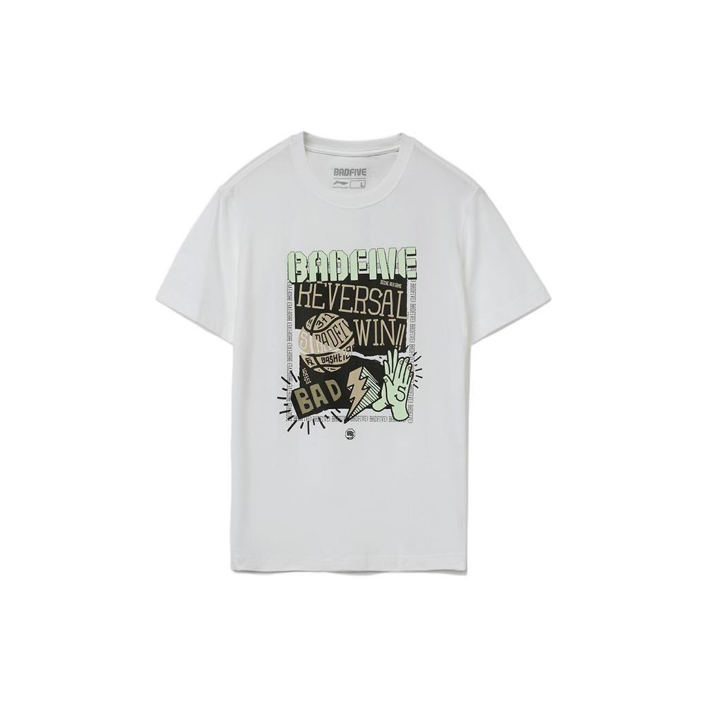 Li-Ning BadFive Graphic Loose Fit T-shirt White Men s AHSR475-3 L