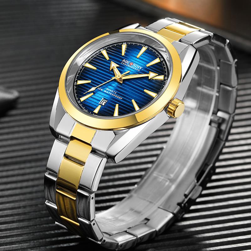 Mens Watches Stainless Steel Belt Quartz Wrist Watch Man Business Watch Calendar Date Luminous Male Casual Bracelet Clock