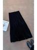 High-Quality French A-Line Black Velvet Skirt, Spring/Autumn 2026, Mid-Length, Plus Size, Flaw-Hiding Design