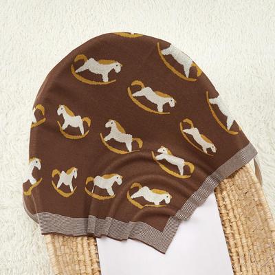 INS-Stil Vier Jahreszeiten Baby-Strickdecke - Schaukelpferd-Design, Leichte reine Baumwoll-Swaddle & Pucktuch