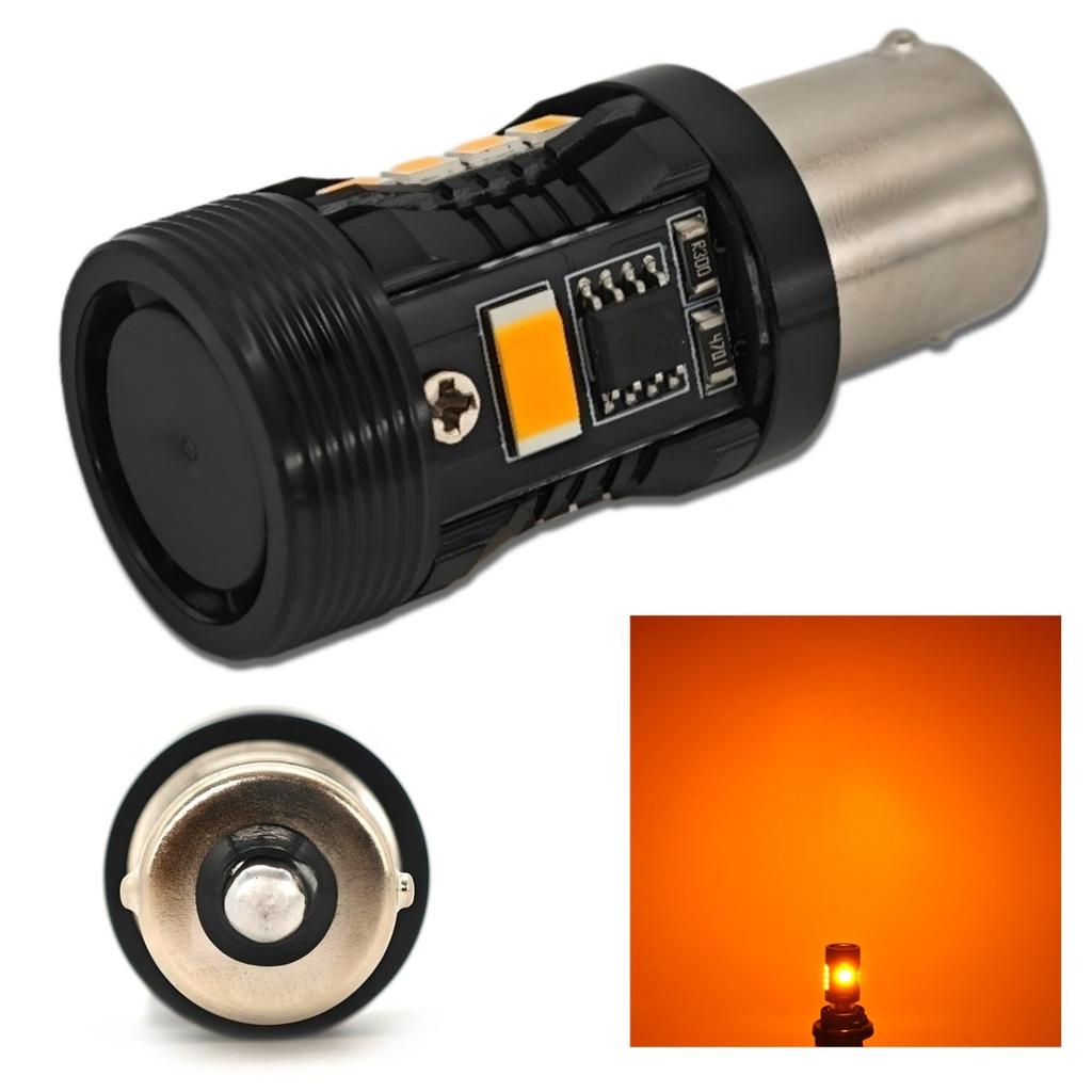 2 st P21W LED-lampa BA15S 12V inget fel, orange Off-Road