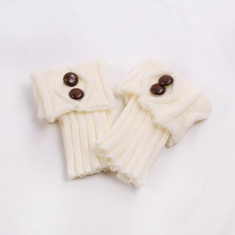 Women's Knit Wool Booties - Button Socks Leg Warmers, Loose Short Foot Warmers with Folding Top.
