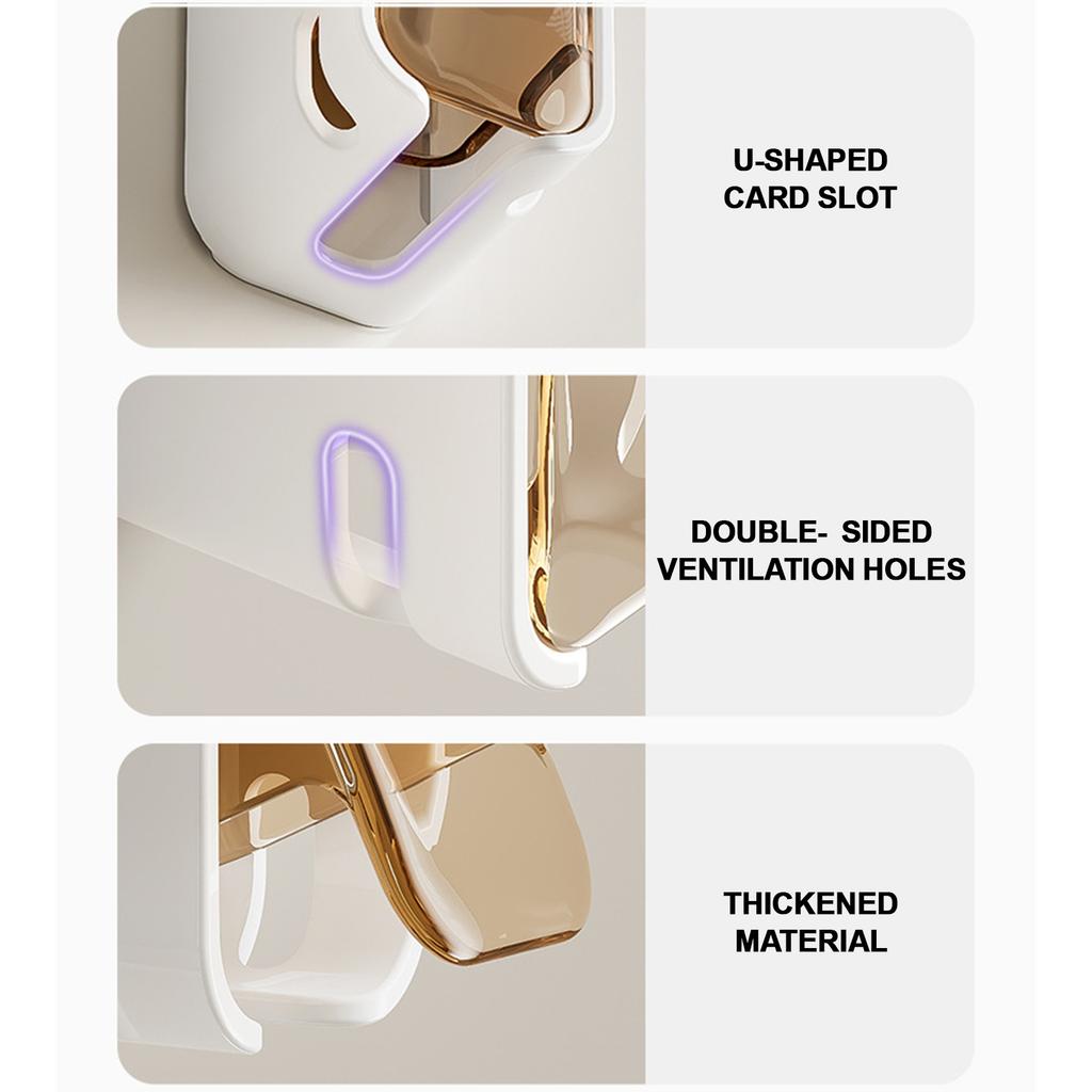 Wall Mounted Storage Rack Dustproof Waterproof Toothbrush Storage Rack Non Perforated Wall Storage Rack Home Storage Supplies
