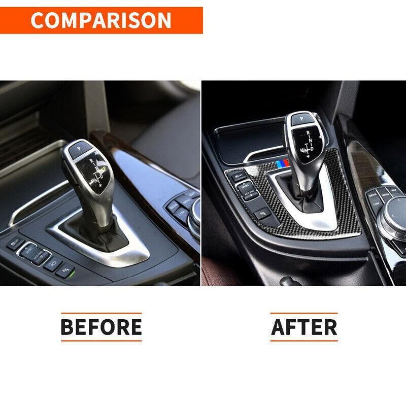 Carbon Fiber Trim Frame Fits BMW F30 F35 3 4 Series Gear Shift Knob Panel Cover