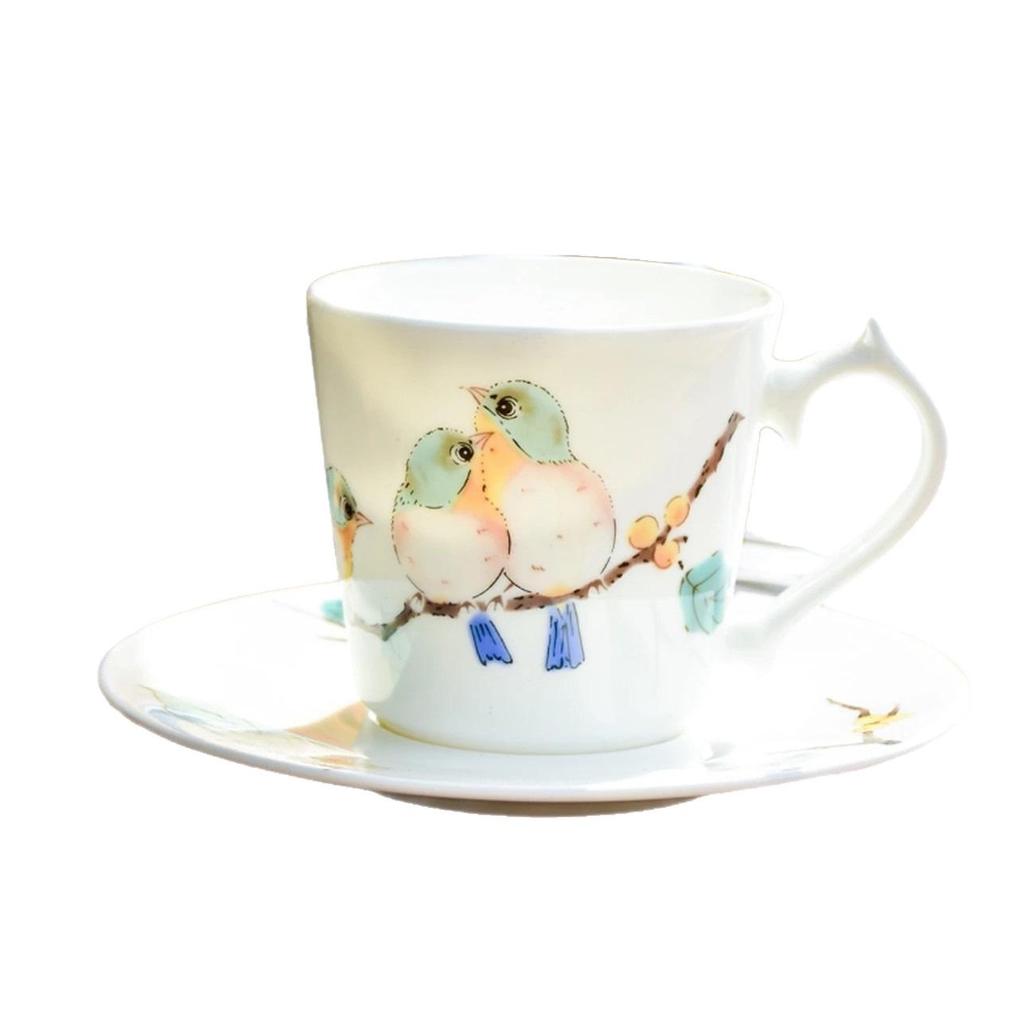 Japanese Children's Gaiwan Tea Set: Bird Bone China Cup, Chopsticks, and Spoon