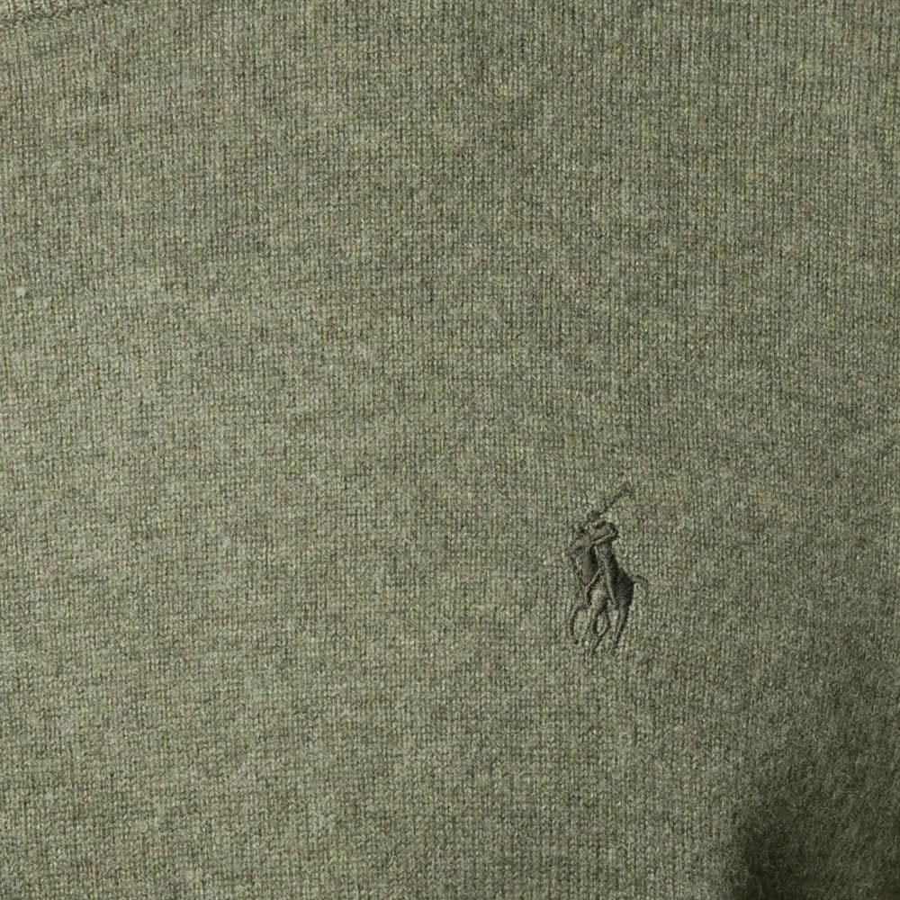 Polo Ralph Lauren FW21 Logo Embroidered Solid Color Crew Neck Sweater Men Sweater Green 710667378-017