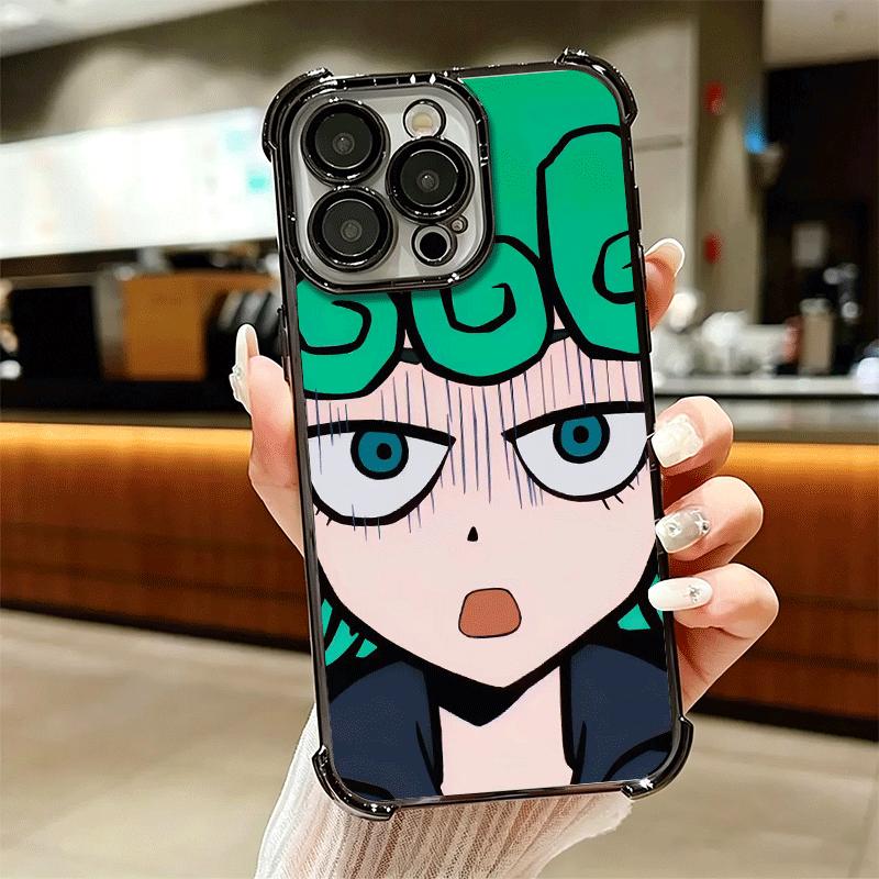 One P-Punch-Mans Tatsumaki Soft Phone Case For iPhone 15 16 17 Air 14 Pro Max 16E Plus 13 12 Mini Plating Anti-Fall Fundas