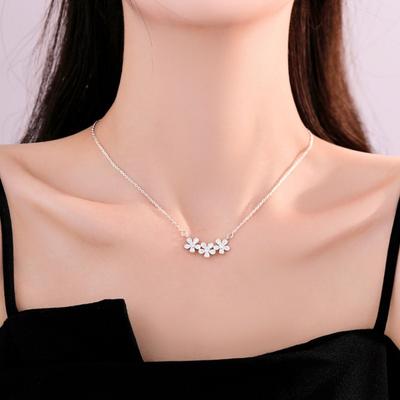 Full Diamond Three Flower Necklace High-end Trendy Brand Super Glitter Full Diamond Flower Light Luxury Pendant