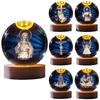 3D Small Glass Ball Decor with Wooden Base USB Charging LED Crystal Ball Night Light Lighted Crystal Ball for Art Decoration