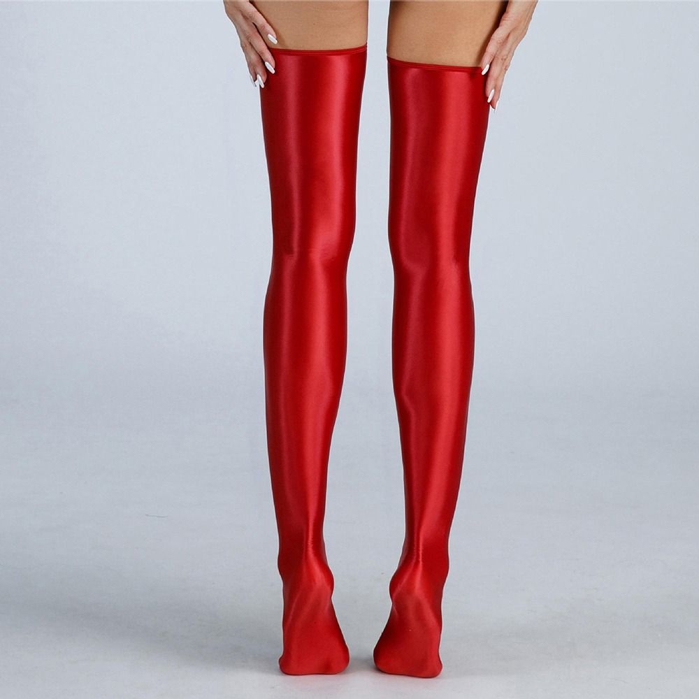Long Overknee Women Smooth Oil Glossy Socks Elastic Sexy Stockings Oil Socks  Night Club Party