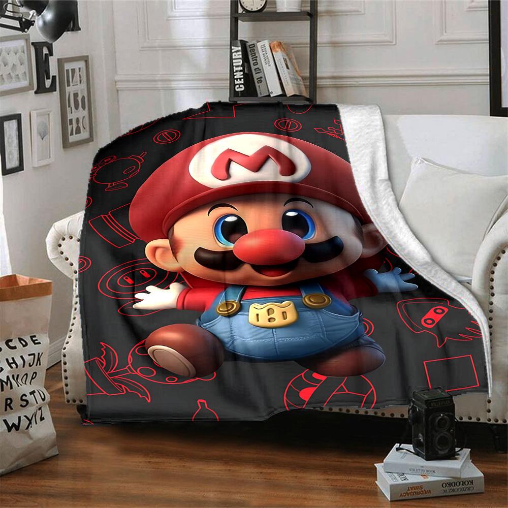 1pc Mario Adventure Soft & Warm Flannel Blanket, Multi-Purpose Throw Blanket for Couch, Sofa, Office, Bed, Camping, Travel 157