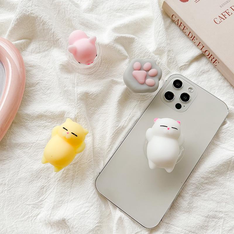 Cute Wind Mobile Phone Airbag Bracket Three-Dimensional Cat Cat Paw Piglet Pinch And Decompress Desktop Back Sticker Support Frame