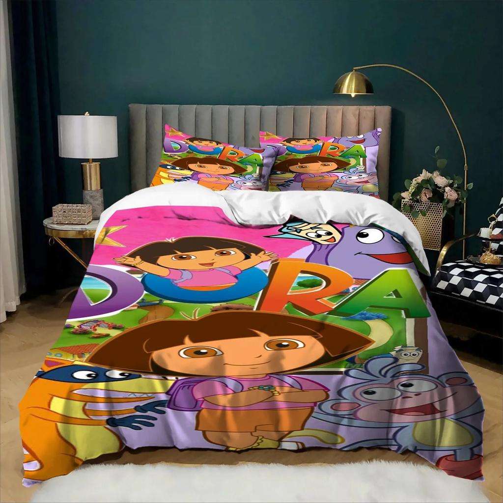Catoon D-Dora The Explorer Bedding Set 3D Print Duvet Cover Pillowcase 2/3pcs Kids Bedroom Decor Twin Full Queen King Gift