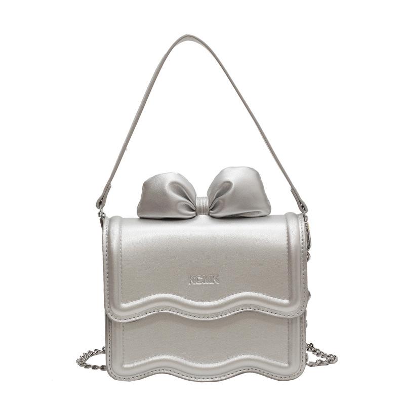 Versatile Chain Bag Women's New Fashion Small Square Bag Bow Messenger Bag