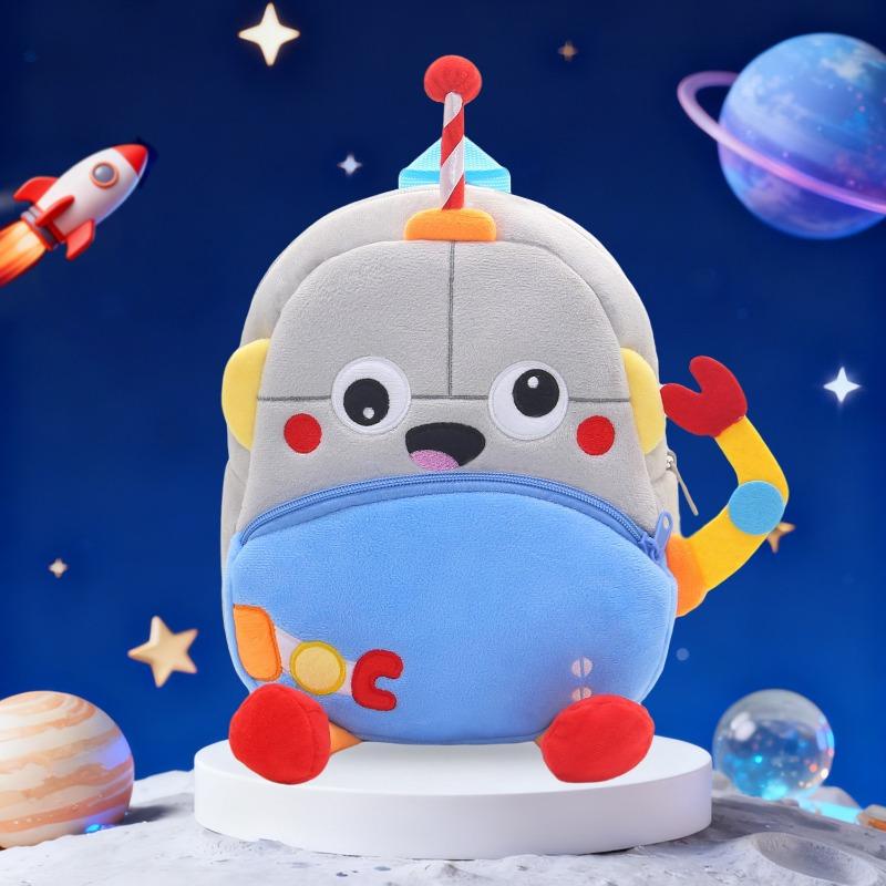 Schattige Ruimte UFO Schooltas voor Jongens Kleuterschool Kinderrugzak voor Meisjes Peuter Kinderen Raket Boekentas Pluche schooltas