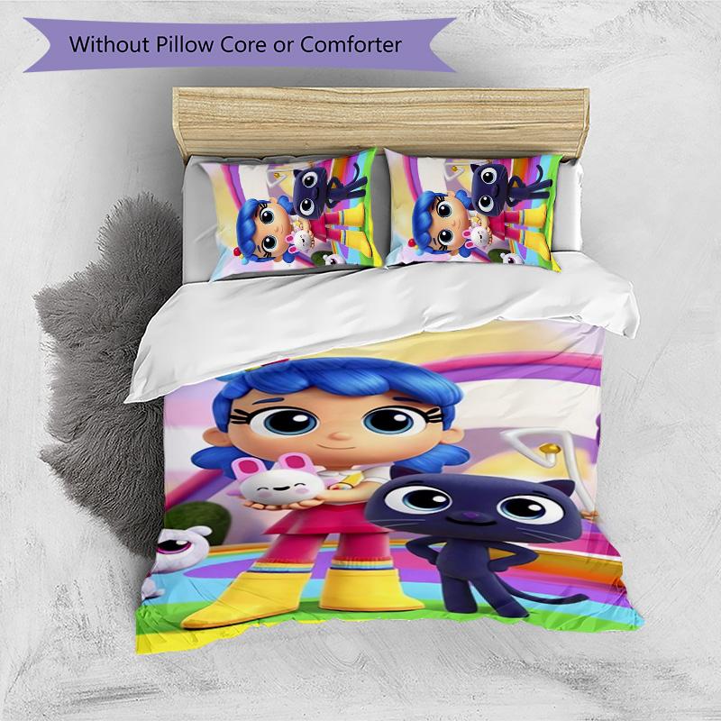 True and the Rainbow Kingdom 3pcs Bedding Set Duvet Cover Closure Includes 1 Duvet Cover & 2 Pillowcases for All Seasons Bedroom Home Dorm Decor
