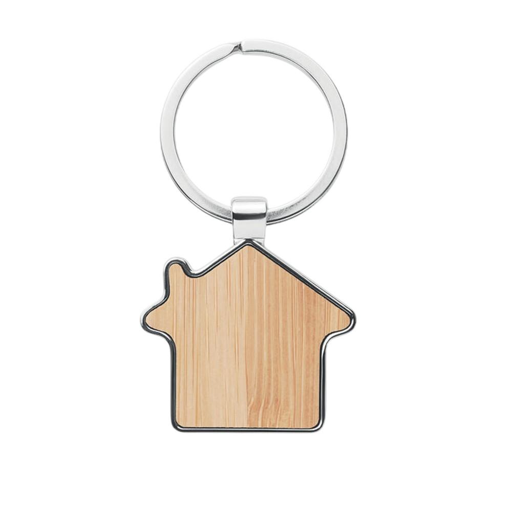 MidOcean Burnie House Metal & Bamboo Keyring