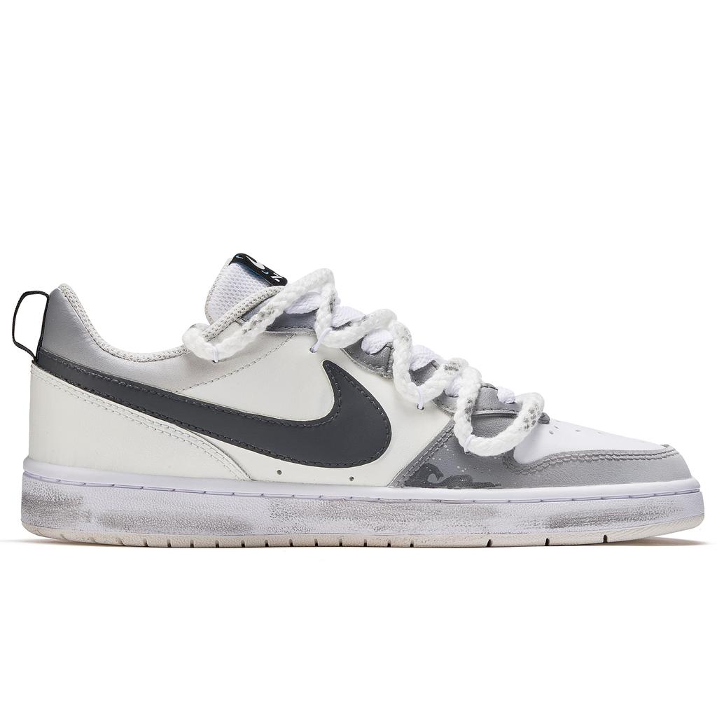 Nike Court Borough 2 Nautical Storm Cushioning, Wear Resistant Low top Skateboard Shoes Women's Gray FJ7692-191(Team177--BOX)