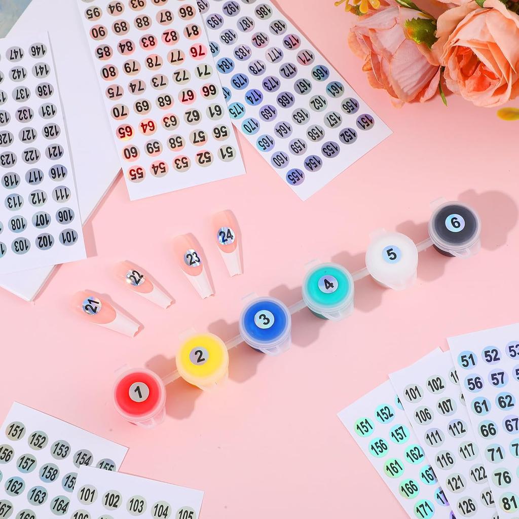 16 Sheets Round Clear Number Stickers 1-200 - Sparkling Self Adhesive Labels for Organizing Storage B & Boxes