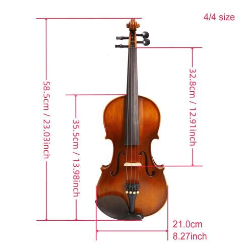 Yinfente 4/4, 3/4, 1/2, 1/4 Acoustic Violin Kit, 4-String, Maple Spruce Top, Ebony Fittings, Solid Wood, Handmade for Beginners, Kids, and Students, I