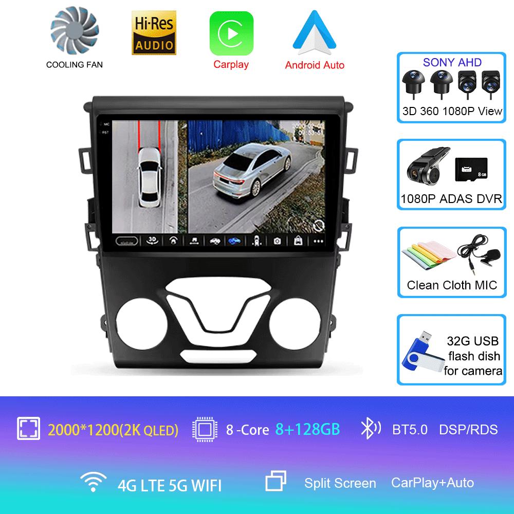 Car Radio Android 14 Carplay Auto 4G WIFI GPS For Ford Mondeo 5 Fusion 2012-2019 Multimedia Player Video Stereo Head Unit 2din