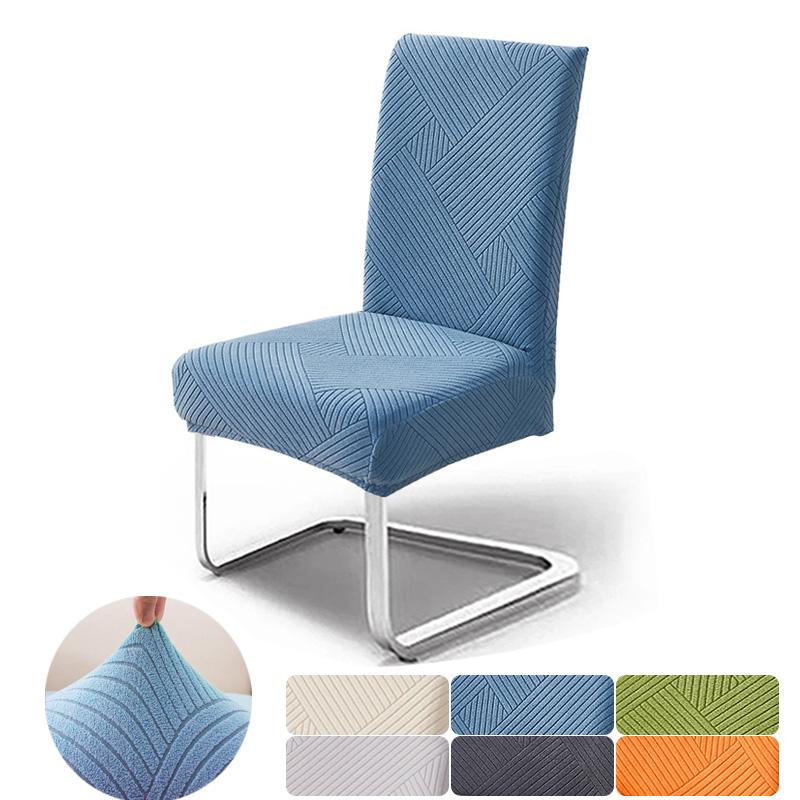 1Pcs Jacquard Solid Color Dining Room Chair Cover Stretch Spandex Seat Chair Covers Furniture Protector For Bar Home Wedding