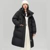 Fengmao Women's Korean Style Detachable Hood Mid-Length Thick Down Jacket FMYL6887