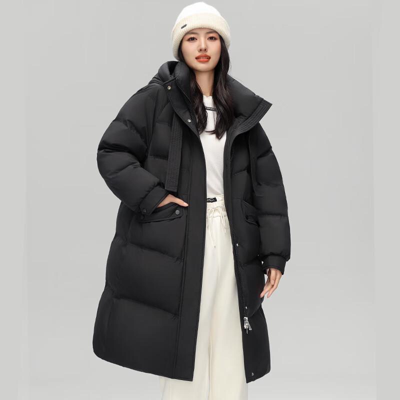 Fengmao Women's Korean Style Detachable Hood Mid-Length Thick Down Jacket FMYL6887