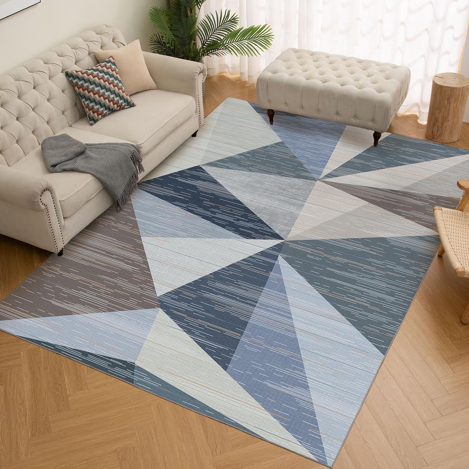 Tapetes de Área com Estampa Geométrica Abstrata Tapete Lavável Adequado para Quarto Sala de Estar Cozinha Entrada Tapetes de Flanela Antiderrapantes 50x80cm-20x31in gray