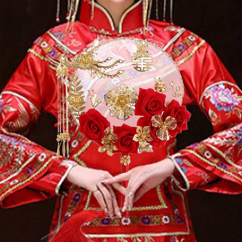 Prop Chinese Wedding Vintage Wedding Decorative Bouquet Fan Photography Ornaments Decor Craft