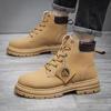 Men's high top casual leather boots spring and autumn outdoor soft sole anti slip comfort workwear boots fashion walking boots