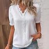 2025 Summer European & American Women's Hollowed-out Short-sleeved Holiday Fashion Shirt