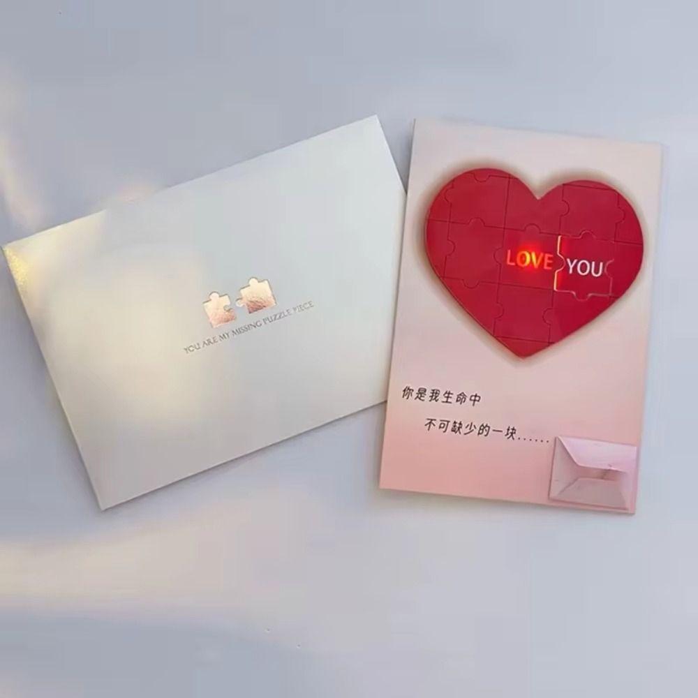 Romantic Love Puzzle Postcard Recordable Puzzle Greeting Card  Anniversary Celebration