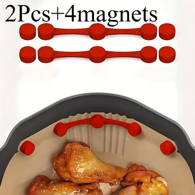 [Heat-Resistant Air Fryer Clips] Heat-Resistant, Reusable Magnetic Silicone Clips for Air Fryer | Durable, Easy To Clean,for Holding Parchment Paper