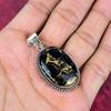 Black Copper Turquoise Pendant Gemstone Jewelry, 925 Solid Sterling Silver Pendant, Gift For Women Handmade Pendant